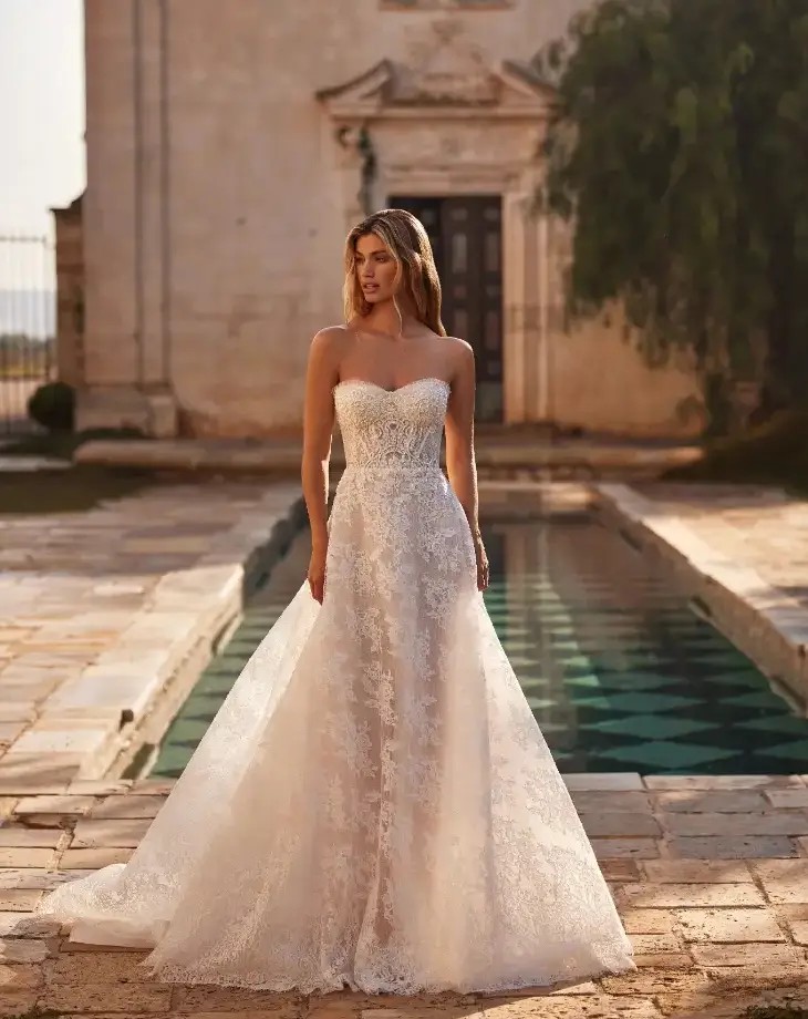 Morgan Davies Bridal Model wearing a white wedding dress by Milla Nova