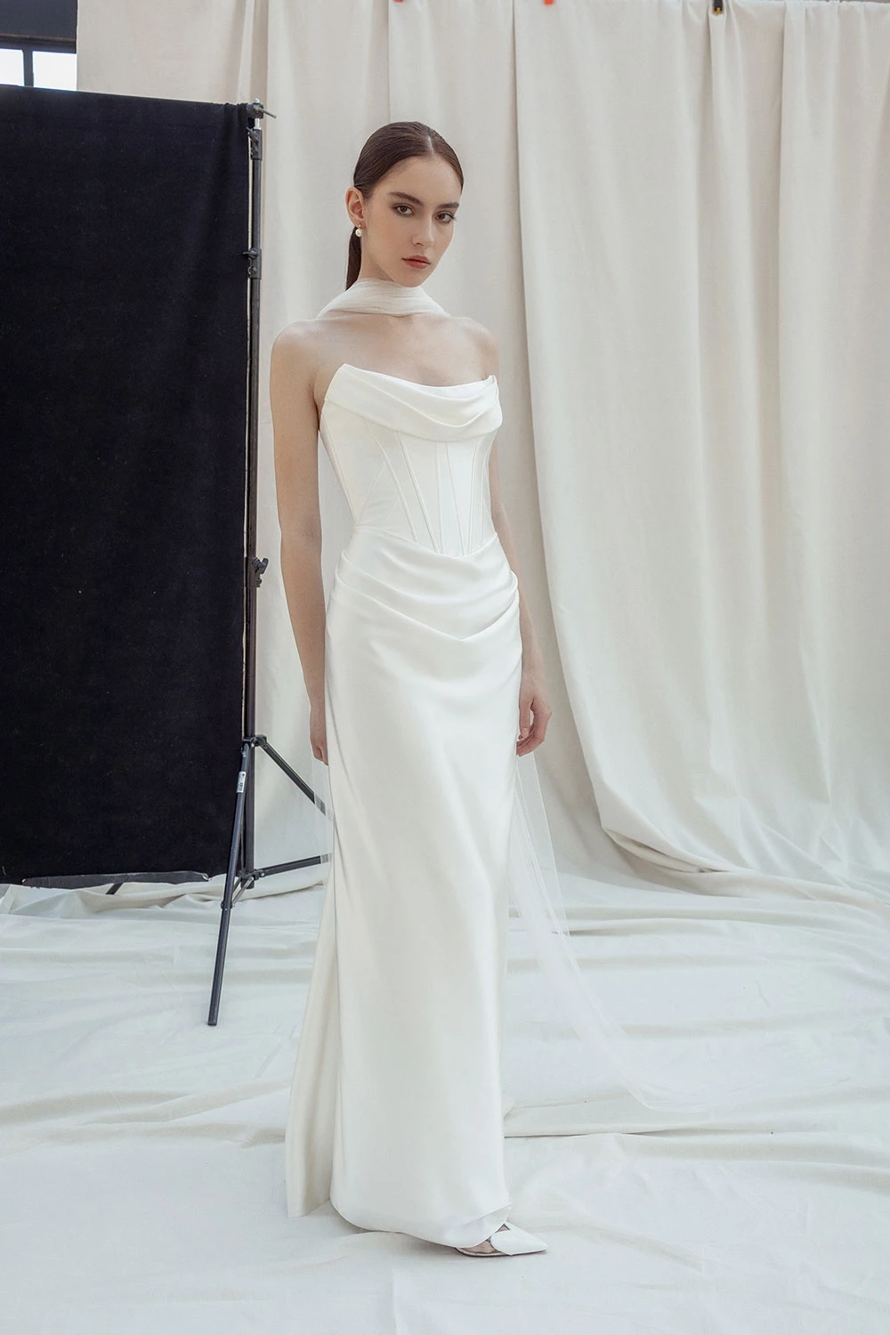 Morgan Davies Bridal Model wearing a dress by Divine Atelier