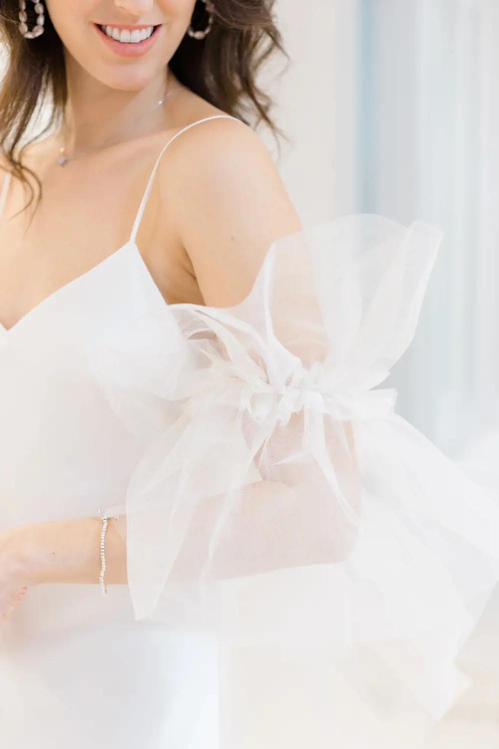 Morgan Davies Bridal model wearing bridal accessories