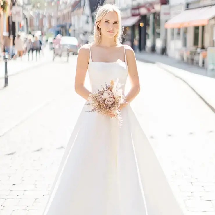 Morgan Davies Bridal Model wearing Freda Bennet Bridal dress