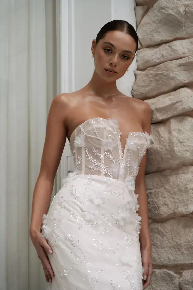 Morgan Davies Bridal Model wearing Alena Leena Bridal dress