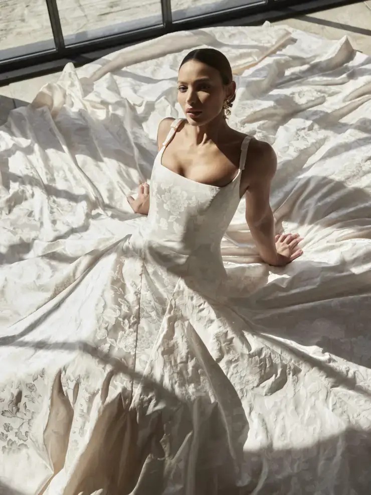 Morgan Davies Bridal Model wearing a Sassi Holford bridal gown