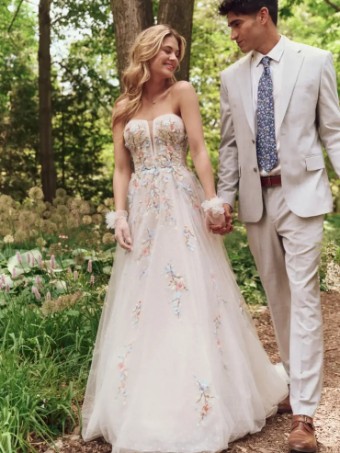 Maggie Sottero ZEPHYRINE (25MS328A01 - Unlined bodice, Dot tulle) #0 default Multi over Blush (gown with Natural Illusion) thumbnail