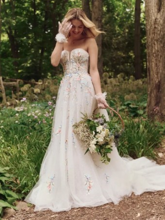 Maggie Sottero ZEPHYRINE (25MS328A01 - Unlined bodice, Dot tulle) #3 Multi over Blush (gown with Natural Illusion) thumbnail