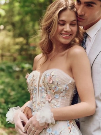 Maggie Sottero ZEPHYRINE (25MS328A02 - Unlined bodice, Plain tulle) #1 Multi over Blush (gown with Natural Illusion) thumbnail