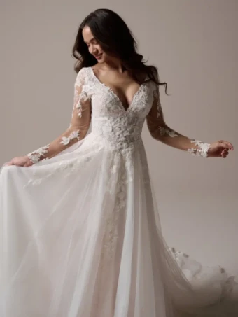Maggie Sottero HONOR (25RK922A11 - Unlined bodice, Long Sleeves, Chantilly Lace) #2 default Ivory Over Blush thumbnail