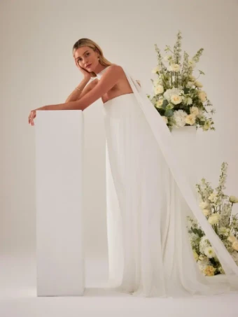 Sassi Holford Bridal Hitchin Dresses Dana Chiffon Overdress #1 default Ivory thumbnail