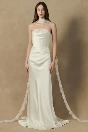 Halfpenny London Herah Dress with Tulle and Detachable sleeves #0 default Ivory thumbnail