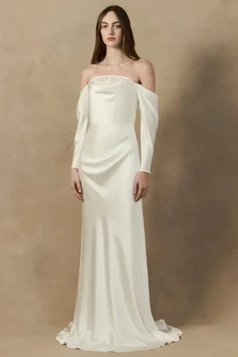 Halfpenny London Herah Dress with Tulle and Detachable sleeves #1 Ivory thumbnail