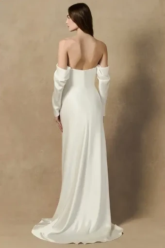 Halfpenny London Herah Dress with Tulle and Detachable sleeves #2 Ivory thumbnail